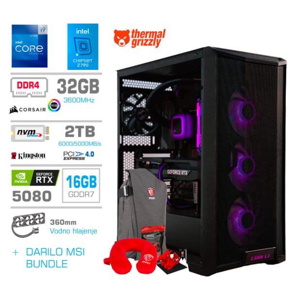 Gaming Računalnik Računalnik MEGA TWR S10 i9-12900KF/RTX5080/32GB/2TB-4.0/1000W/Brez OS/črna RGB + Estetski napajalni kabli [Vijola / Črna]