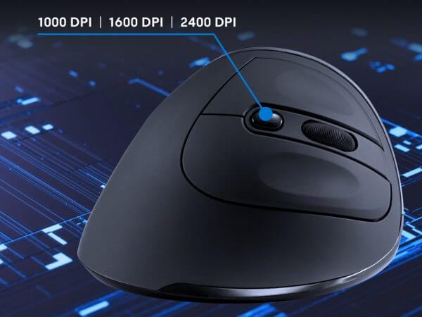 Ewent Wireless Ergonomic Vertical, 2400dpi, črna, USB - Image 5