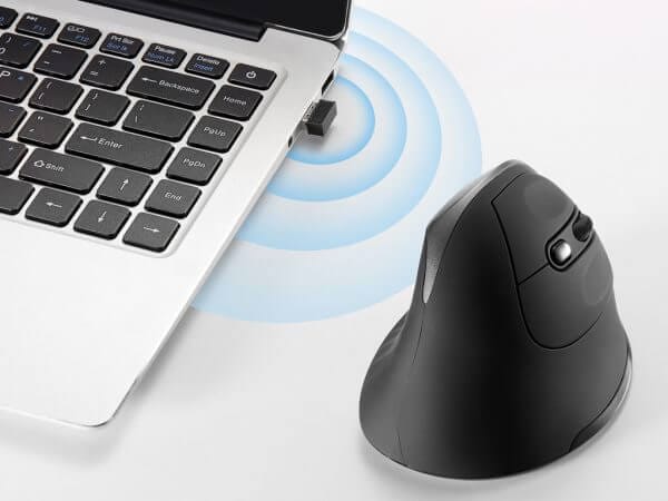 Ewent Wireless Ergonomic Vertical, 2400dpi, črna, USB - Image 6