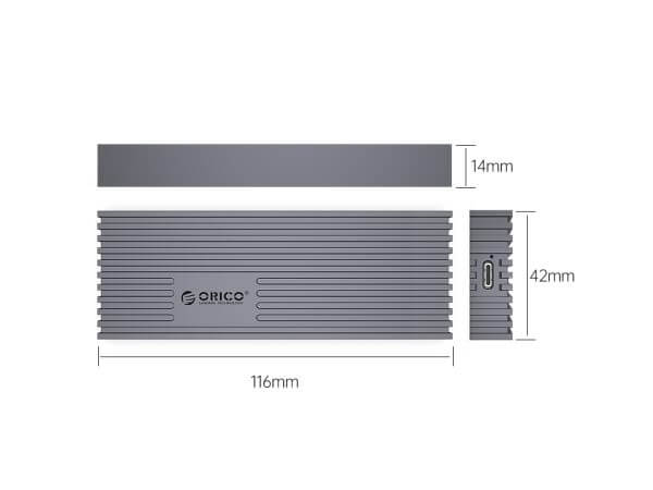 Zunanje ohišje za SSD M.2 NVMe 2230-2280 v USB3.2 Gen2 X2 Type-C, 20Gbps, ALU, ORICO M233C3 - Image 2