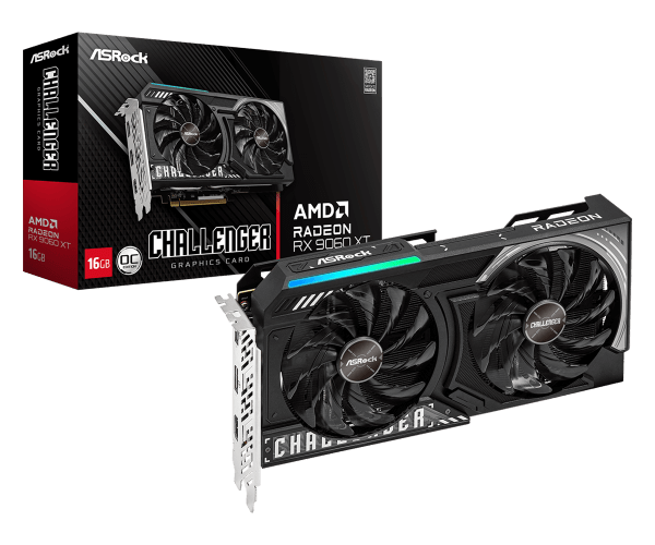 ASRock Radeon RX 9060 XT Challenger 16GB Grafična Kartica in Škatla