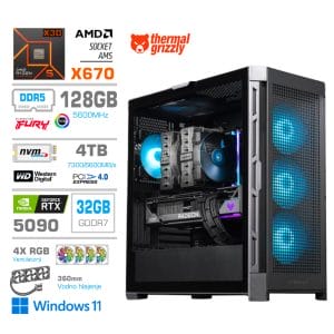 Gaming Računalnik Računalnik MEGA TWR S11 R9-9950X3D/RTX5090/128GB-DDR5/4TB-4.0/1050W/Win11Home/črna RGB
