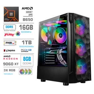 Gaming Računalnik Računalnik MEGA TWR S7 R5-7600X/RX9060 XT/16GB-DDR5/1TB-4.0/750W/Brez OS RGB