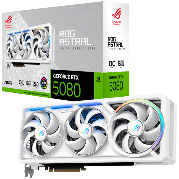 ASUS ROG Astral GeForce RTX 5080 White OC Edition 16GB GDDR7 (ROG-ASTRAL-RTX5080-O16G-WHITE) grafična kartica