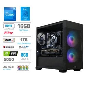 Gaming Računalnik Računalnik MEGA MT S7X i5-12400F/RTX5050/16GB/1TB-4.0/750W/Brez OS/črna RGB