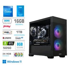 Gaming Računalnik Računalnik MEGA MT S7X i5-12400F/RTX5050/16GB/1TB-4.0/750W/Win11Home/črna RGB