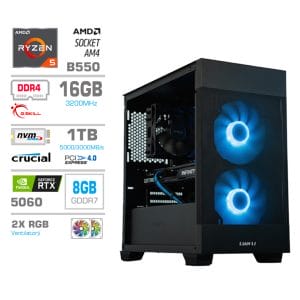 Gaming Računalnik Računalnik MEGA MT S7X R5-5500/RTX5060/16GB/1TB-4.0/750W/Brez OS/črna RGB