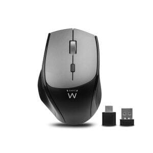 Ewent Dual-Connect Silent Wireless, USB-A, USB-C, 2400dpi, črna